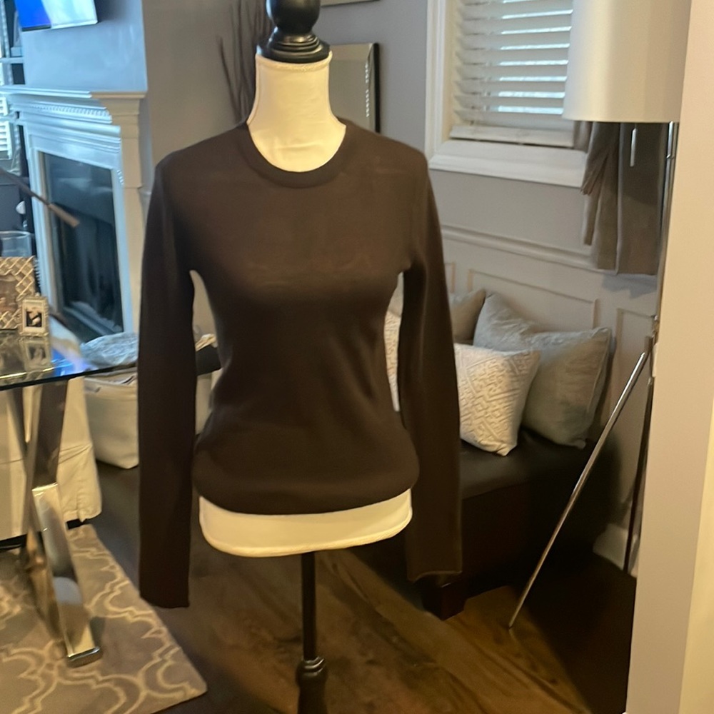AQUA 100% Cashmere Brown Crew neck sweater in XS